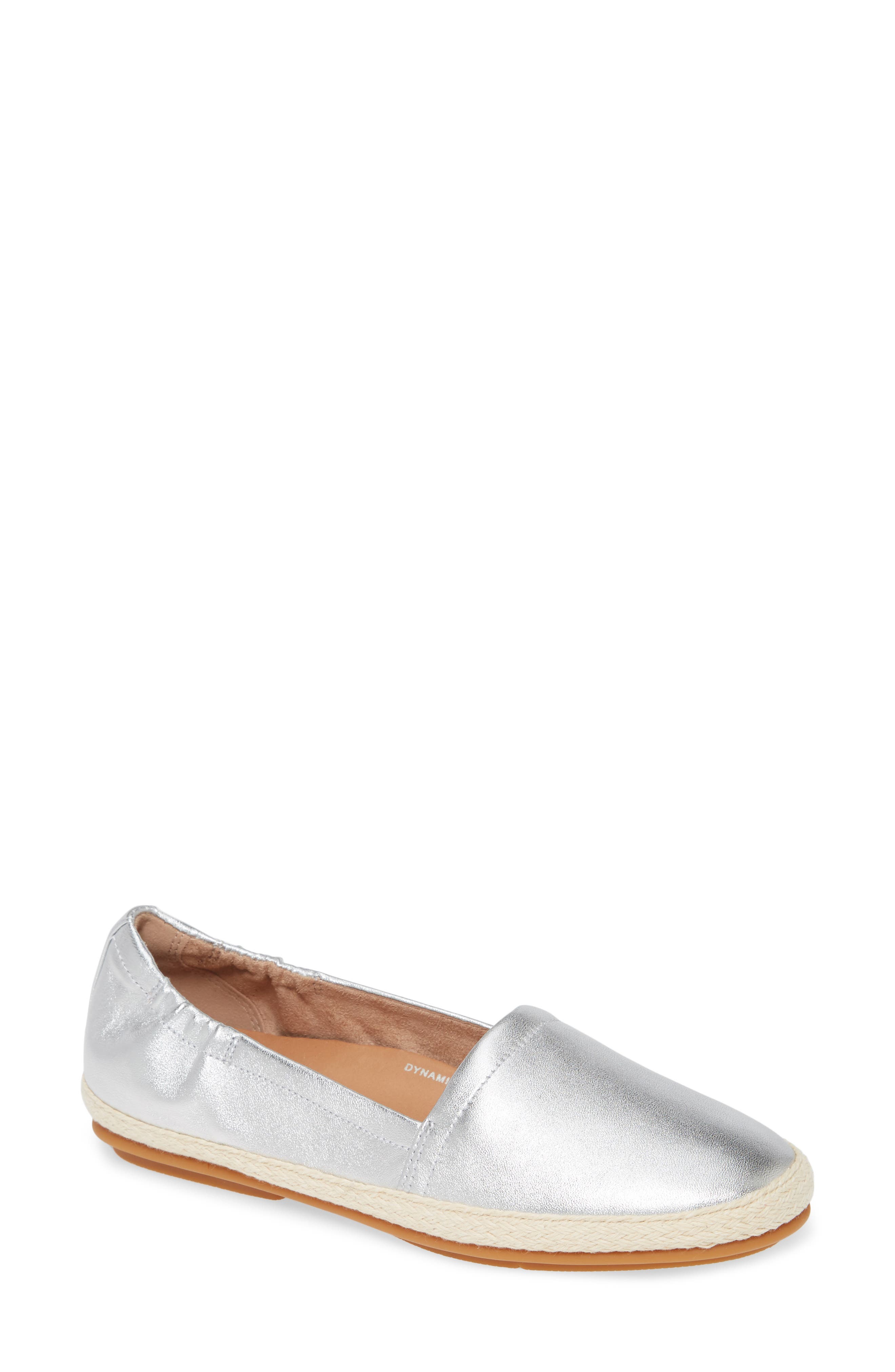 Siren Espadrille Flat, Main, color, SILVER LEATHER