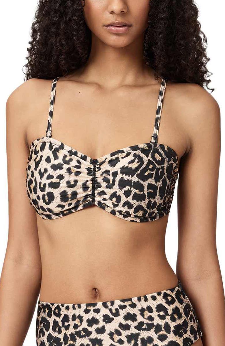 AllSaints Court Bandeau Bikini Top, Main, color, Leppo Brown