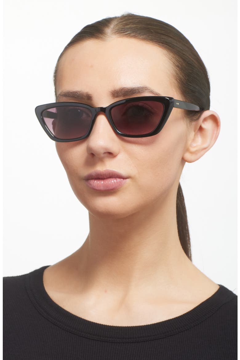 Gradient Cat Eye Sunglasses, Alternate, color, BLACK