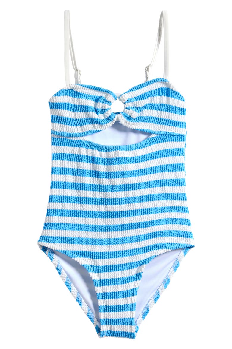 Kids' Textured One-Piece Swimsuit, Main, color, POWDER BLUE