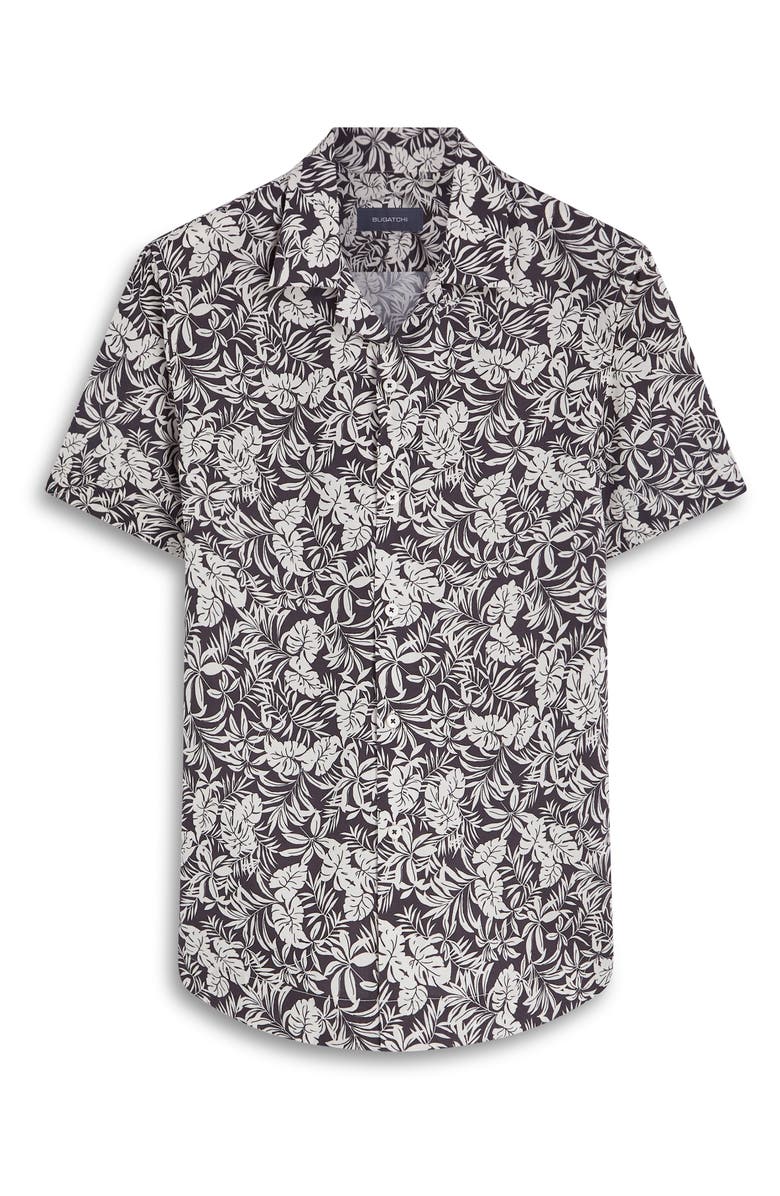 Bugatchi Shaped Fit Print Stretch Cotton Short Sleeve Button-Up Shirt, Alternate, color,