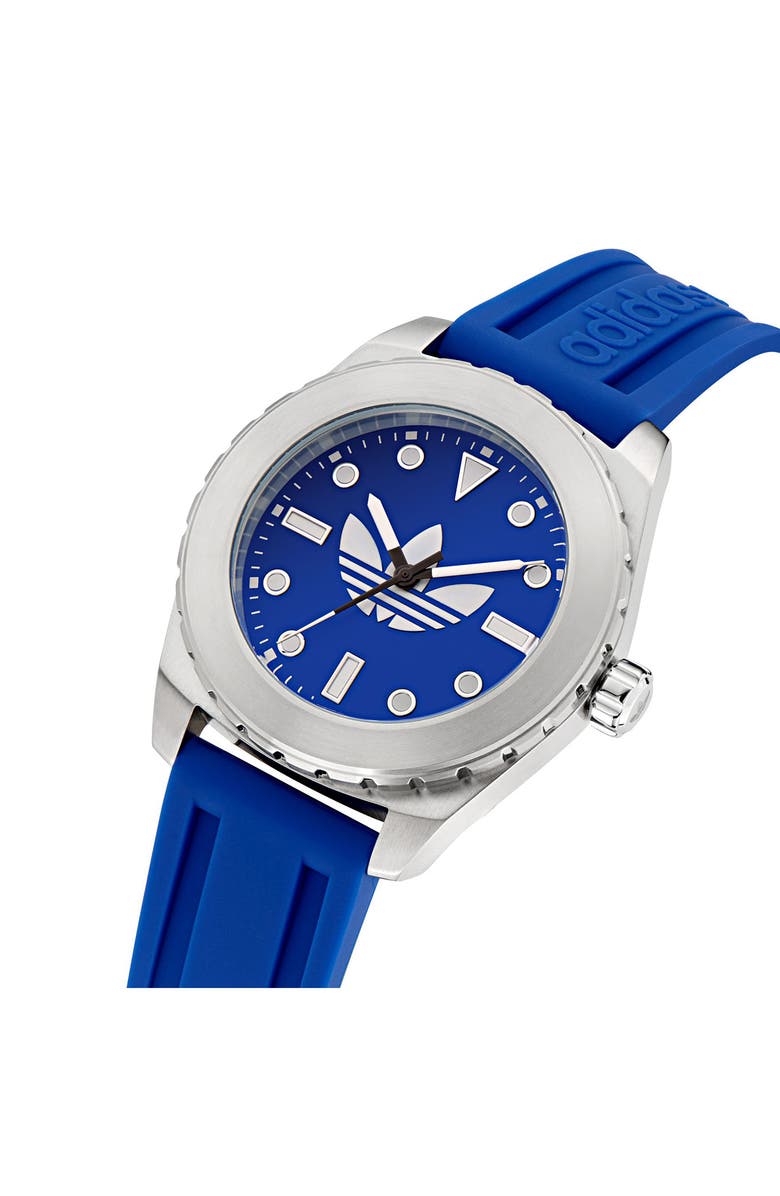 adidas The Discoverer One Blue Silicone Strap Watch, 44mm, Alternate, color, Blue