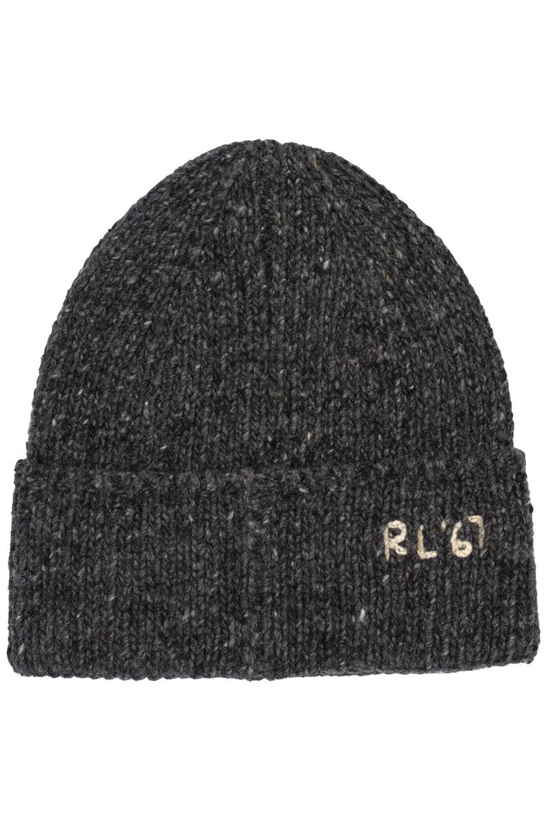 Knit Tweed Polo Beanie, Alternate, color, Charcoal