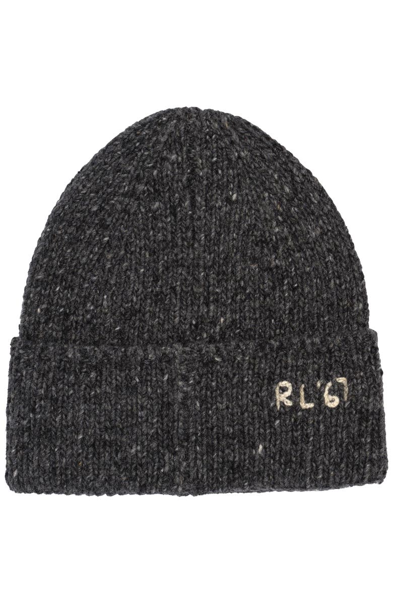 Polo Ralph Lauren Knit Tweed Polo Beanie, Alternate, color, Charcoal