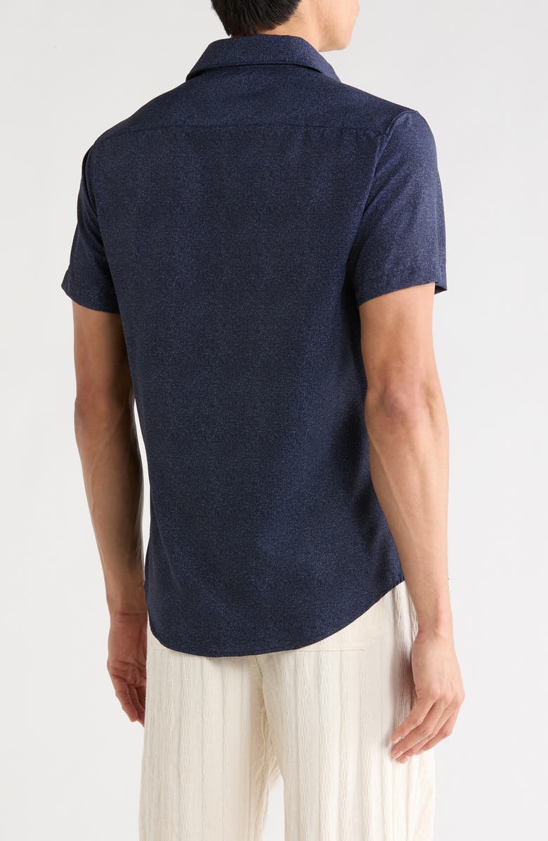 DENIM AND FLOWER Short Sleeve Button-Up Shirt, Alternate, color, Navy/ White Splash