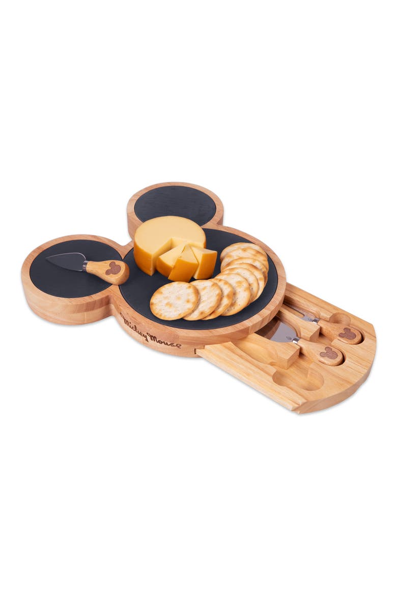 x Disney® Mickey Mouse Slate Cheese Board & Knives Set, Alternate, color, BROWN