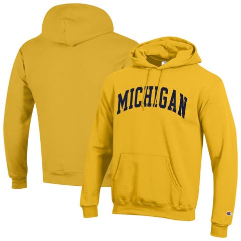 Men's Champion  Maize Michigan Wolverines Basic Arch Fleece Pullover Hoodie