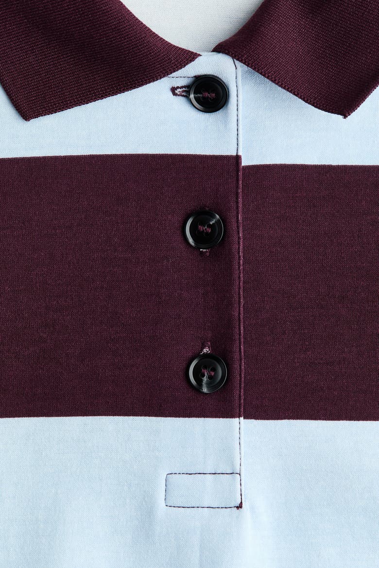Cotton-blend Polo Shirt, Alternate, color, Light blue/burgundy striped
