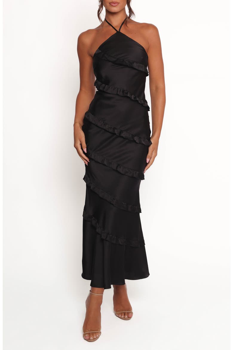 Roxanne Halter Maxi Dress, Main, color, BLACK