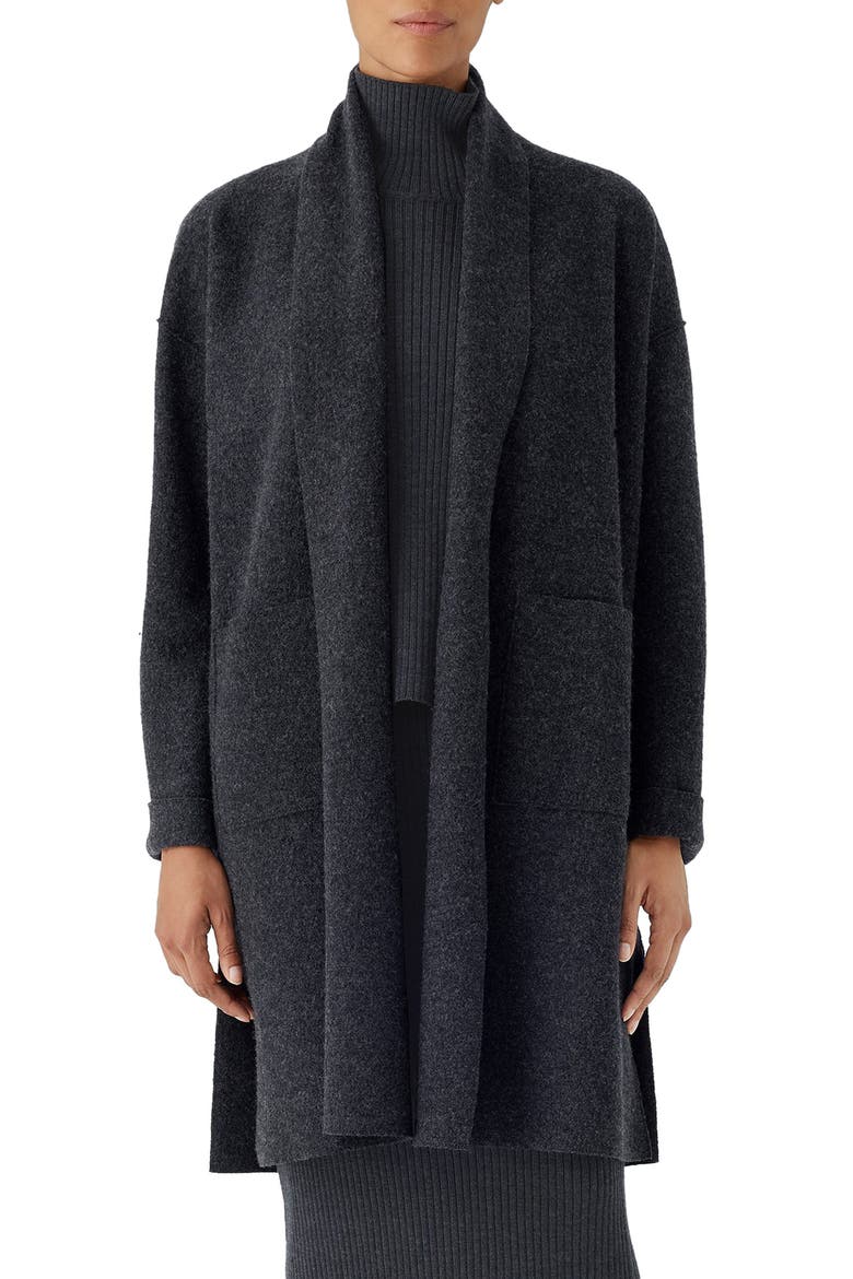Shawl Collar Wool Coat, Main, color, CHARCOAL