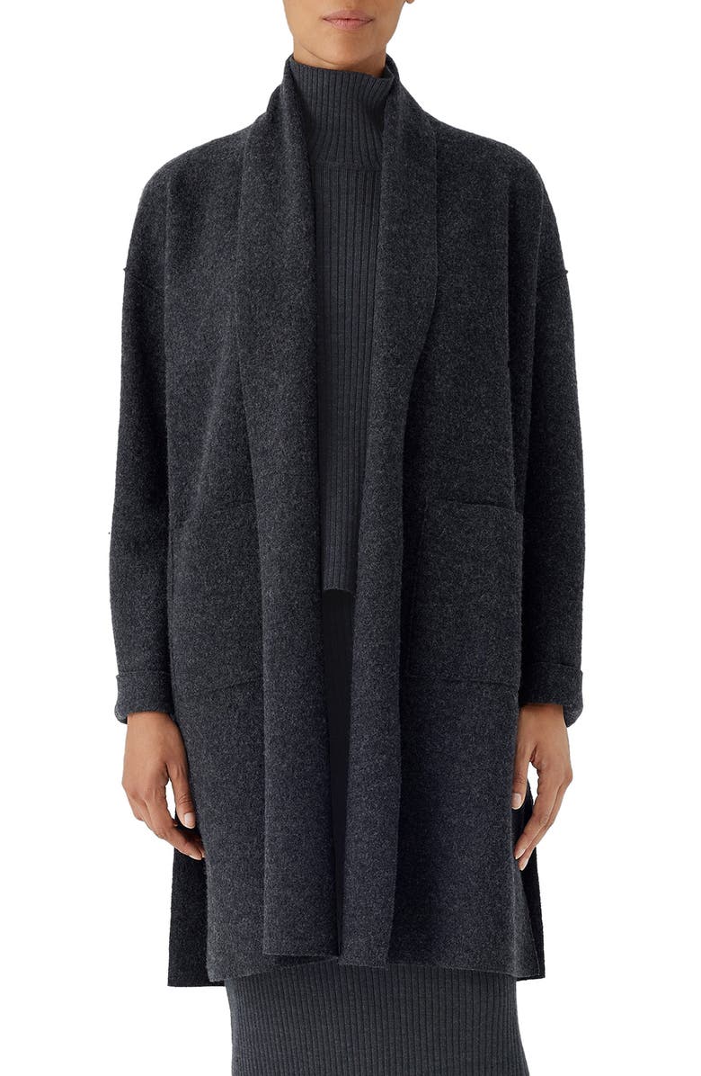 Eileen Fisher Shawl Collar Wool Coat, Main, color, 