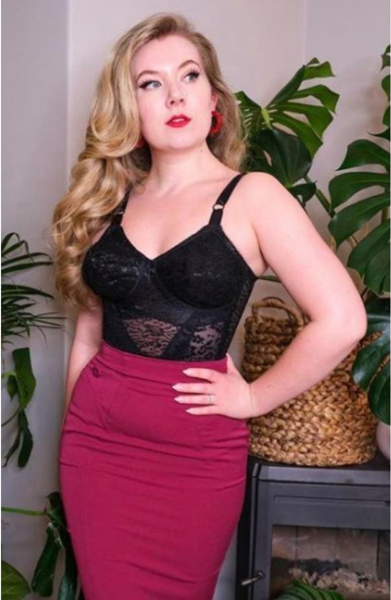 Rago Longline Wireless Shaping Bra with Expandable Cups, Alternate, color, Black