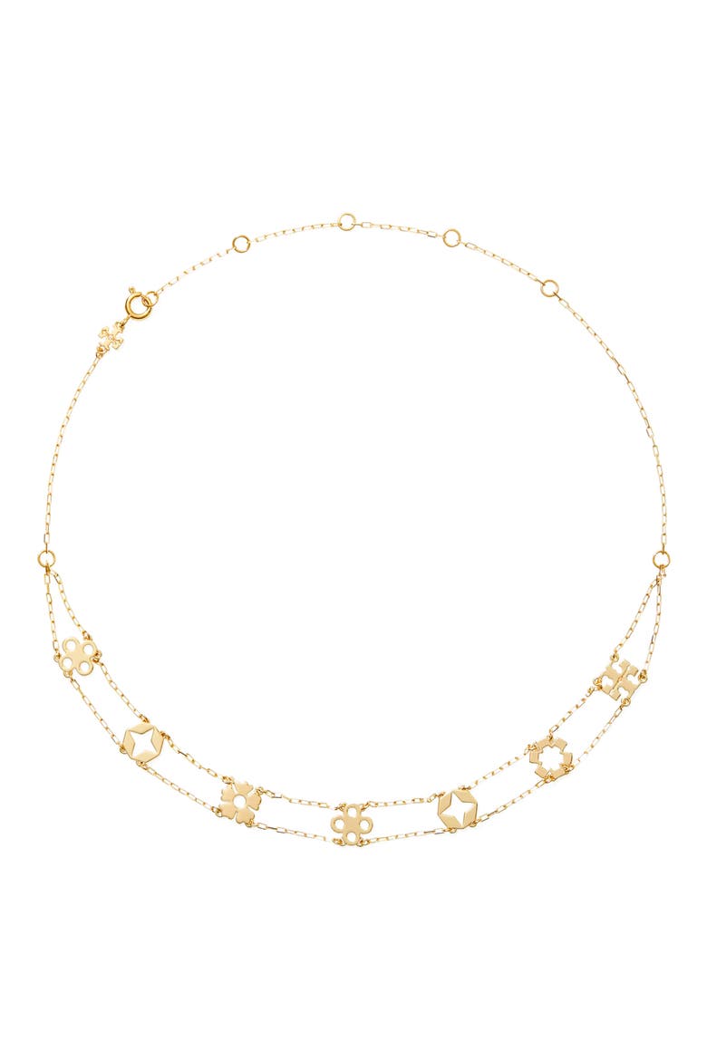 Layered Charm Necklace, Main, color, TORY GOLD
