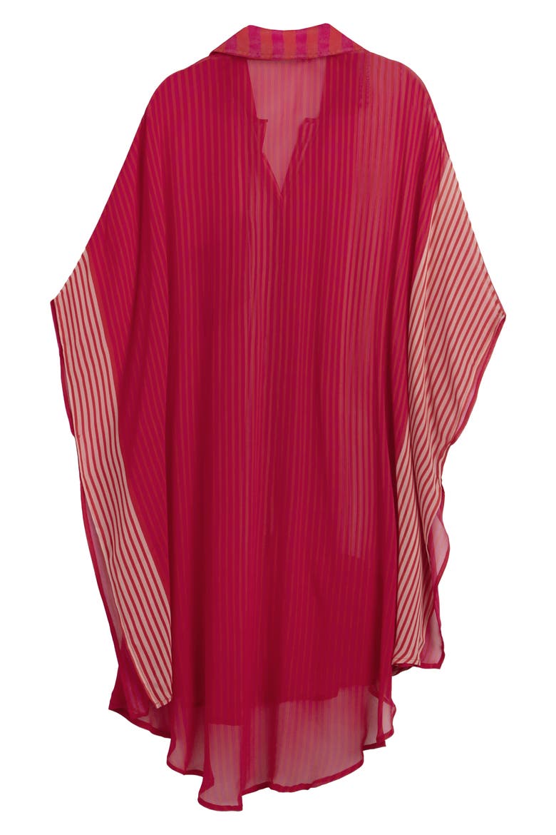 Sheer Oversize Stripe Cover-Up Shirt, Alternate, color, RED