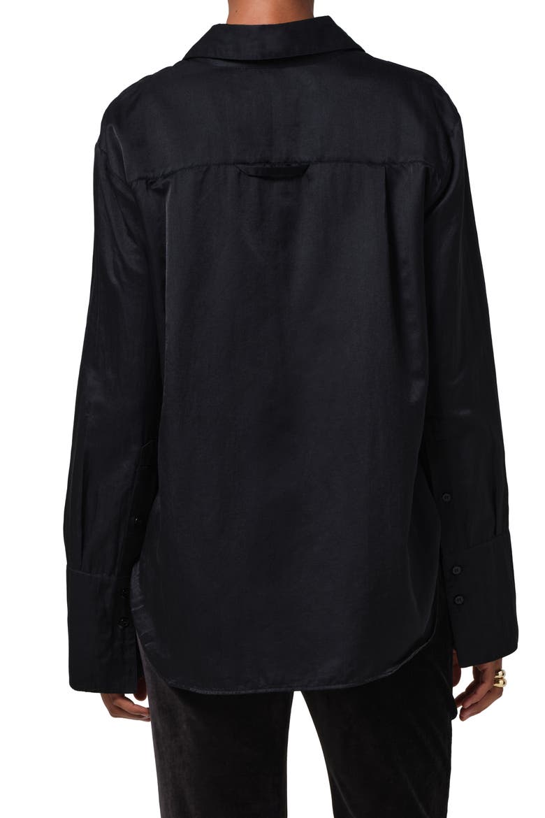 Camilia Satin Shirt, Alternate, color, BLACK
