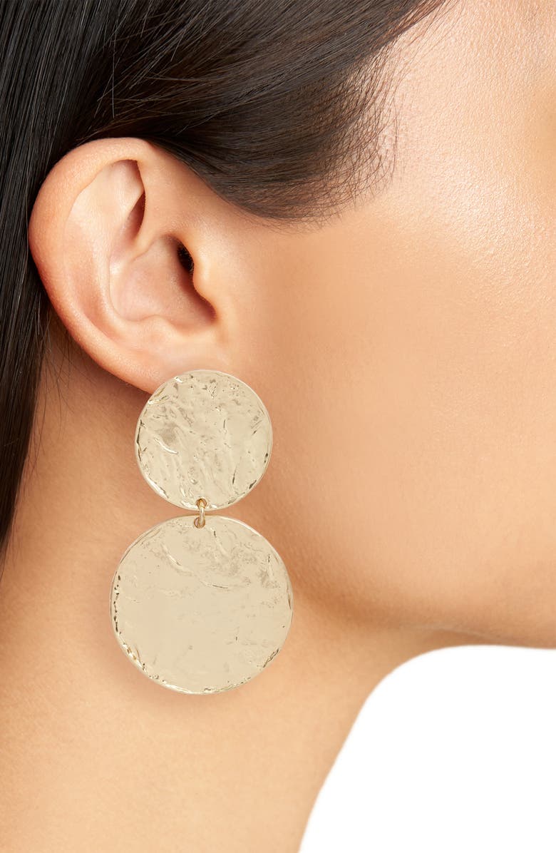 Karine Sultan Aimee Large Disc Clip Earrings, Alternate, color, Gold