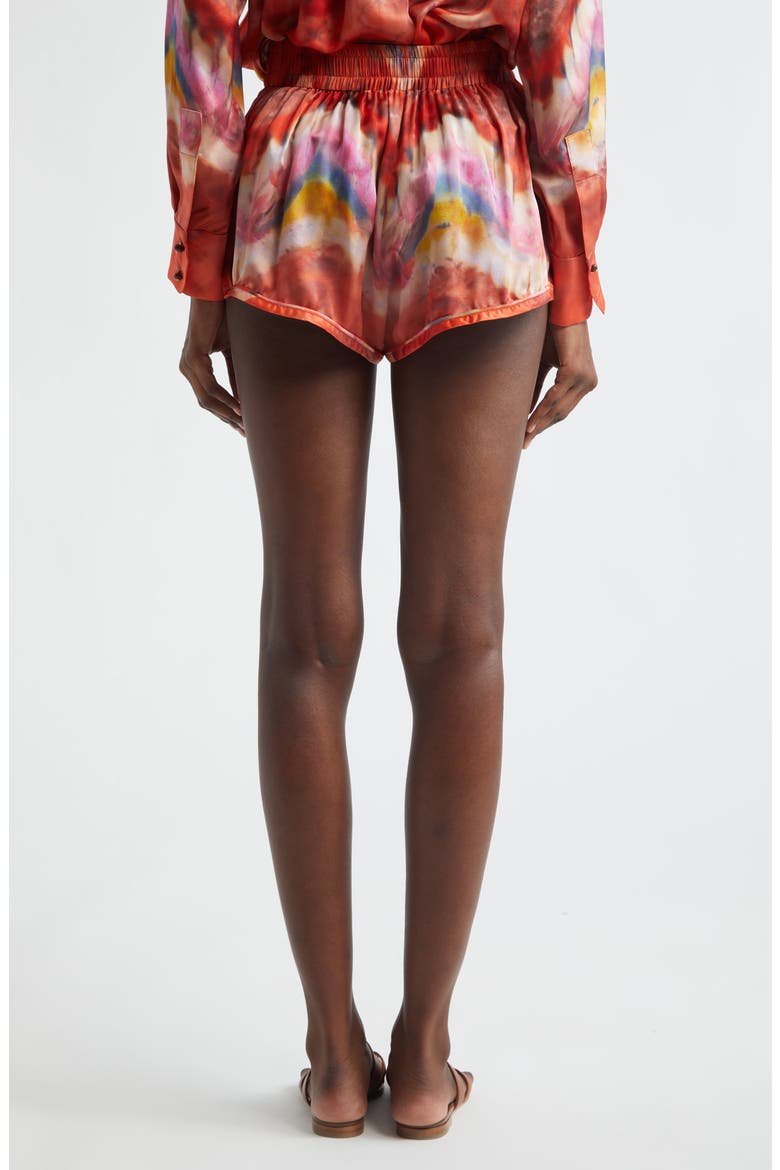Kindred Spirit Alchemy Relaxed Silk Satin Shorts, Alternate, color, RUBY TIE DYE