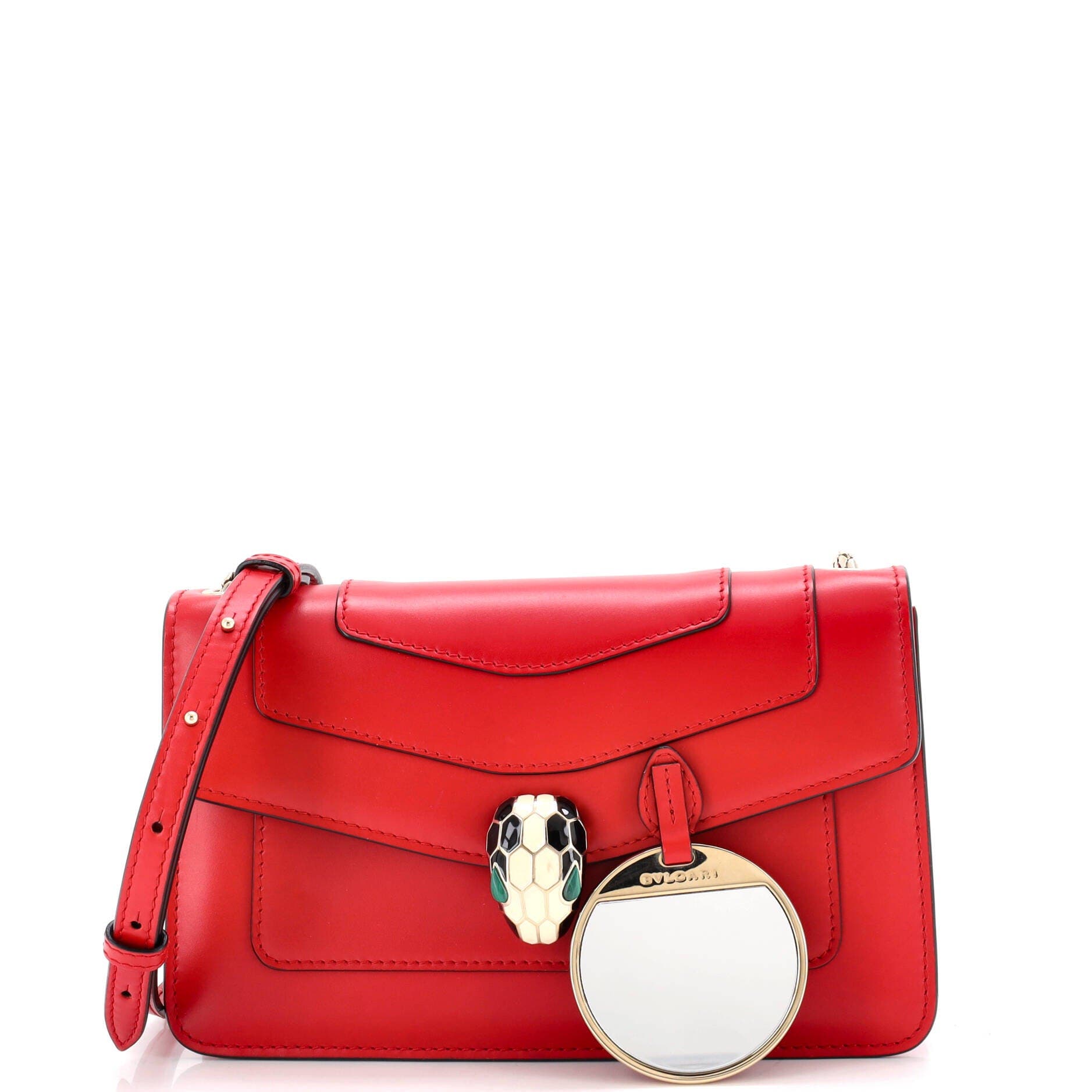 Serpenti Crossbody Bag Leather Small, Alternate, color, Red
