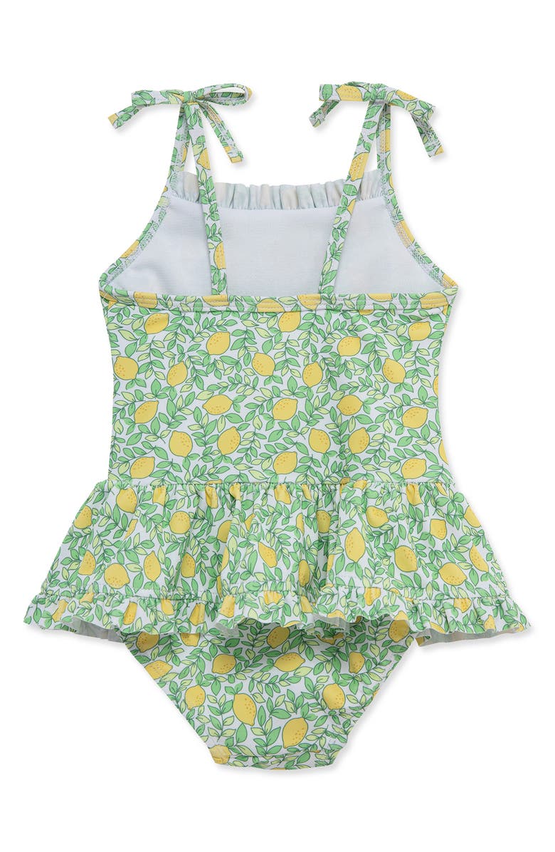 Little Me Lemon Smocked UPF 50+ One-Piece Swimsuit, Alternate, color, Green