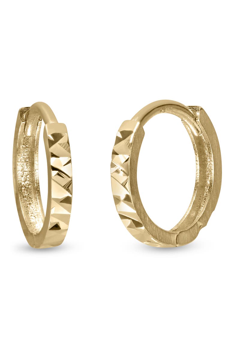 14K Gold Textured Huggie Hoop Earrings, Main, color, 14K YELLOW GOLD