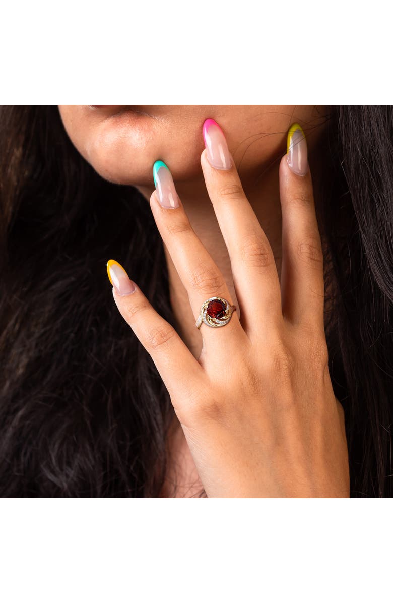 Julianna B. Garnet, White Topaz & Diamond Swirl Ring, Alternate, color, Garnet
