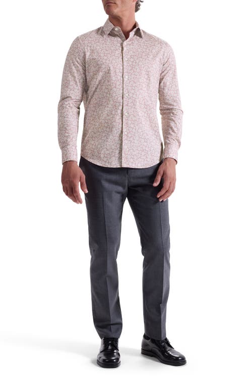 Bugatchi Julian Shaped Fit Floral Stretch Cotton Button-up Shirt In Brown