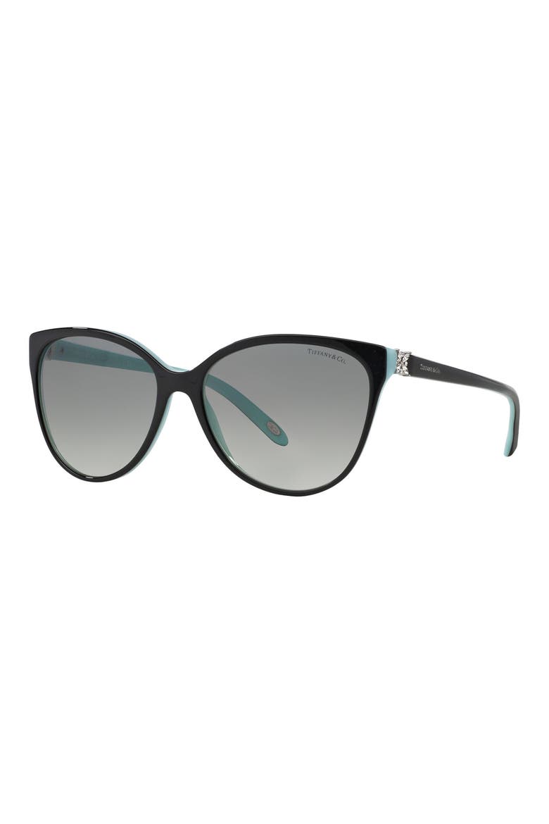 58mm Gradient Cat Eye Sunglasses, Alternate, color, BLACK/ BLUE/ BLACK GRADIENT