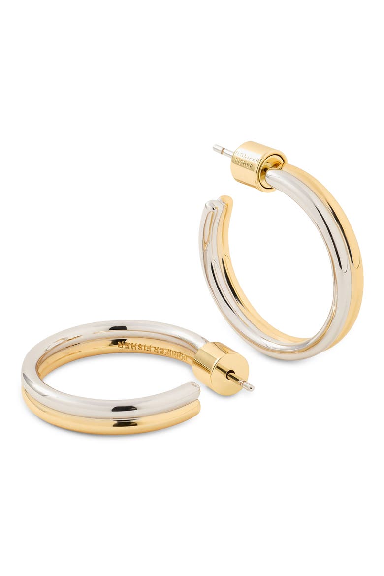 2-Tone Thread Hoop Earrings, Alternate, color, TWO TONE