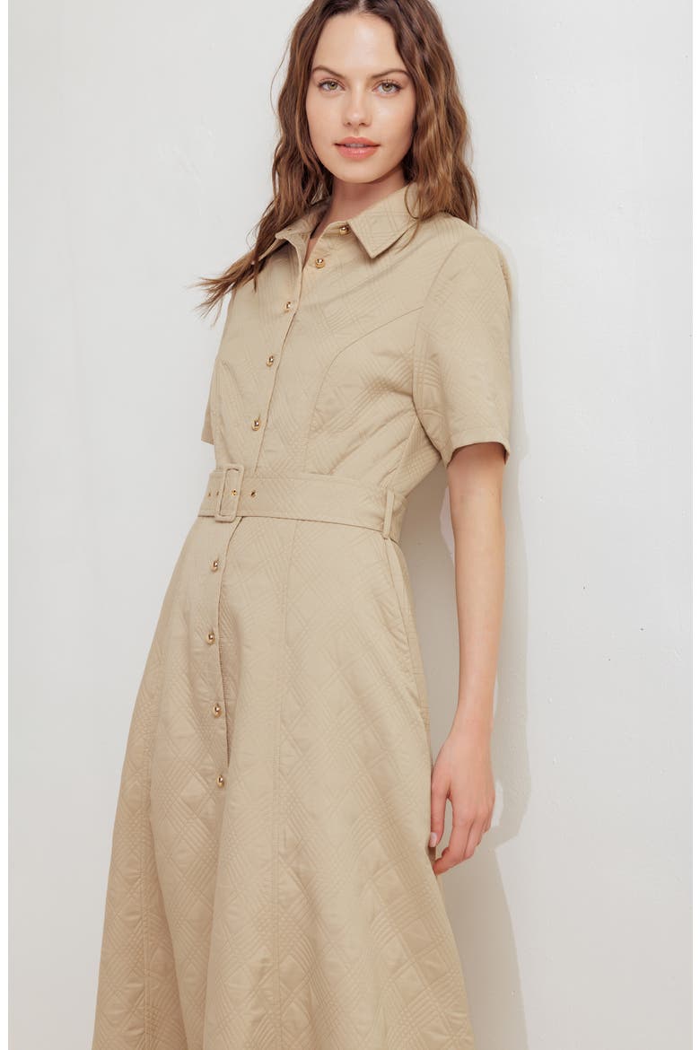 Diamond Stitched A-Line Dress, Alternate, color, TAUPE