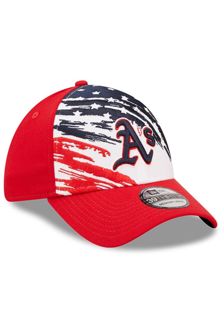 Men's New Era Red Oakland Athletics 2022 4th of July 39THIRTY Flex Hat, Alternate, color, Red