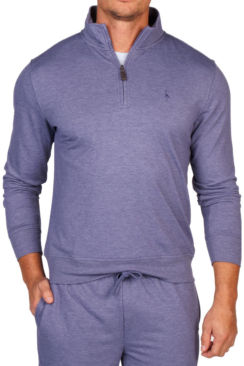 French Terry Quarter Zip Pullover, Main, color, DENIM BLUE