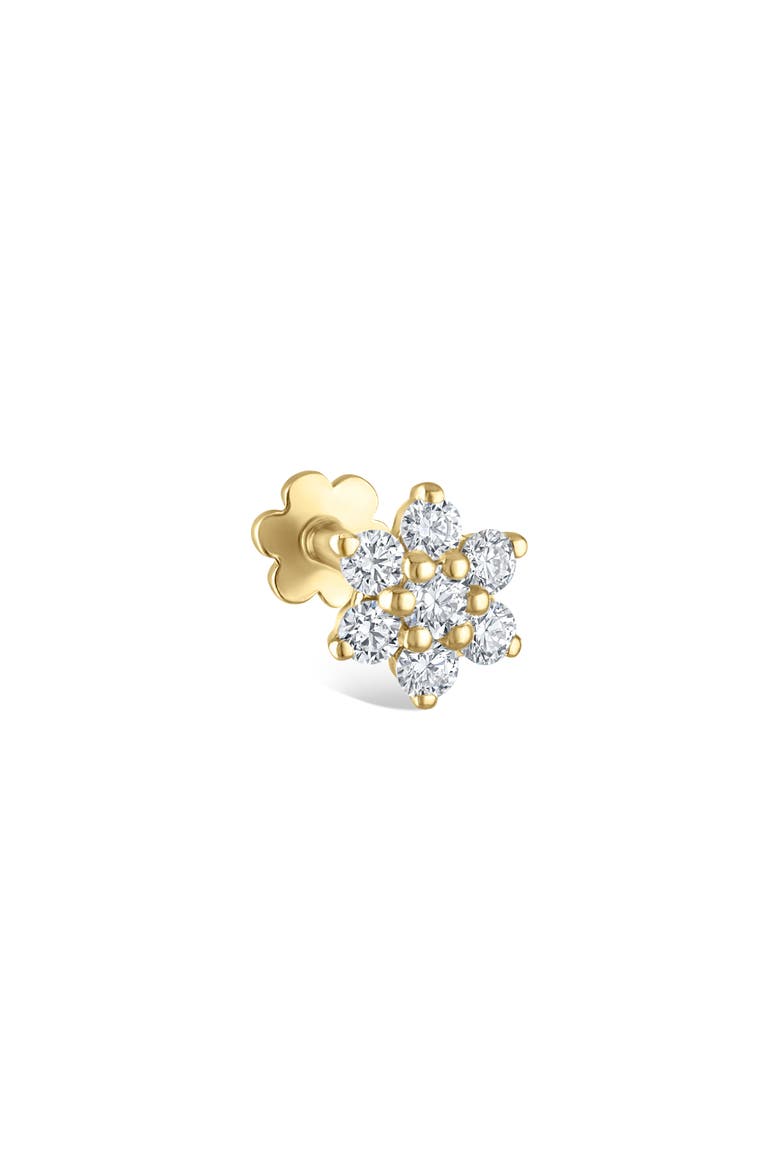 Diamond Flower Threaded Stud Earring, Main, color, YELLOW GOLD
