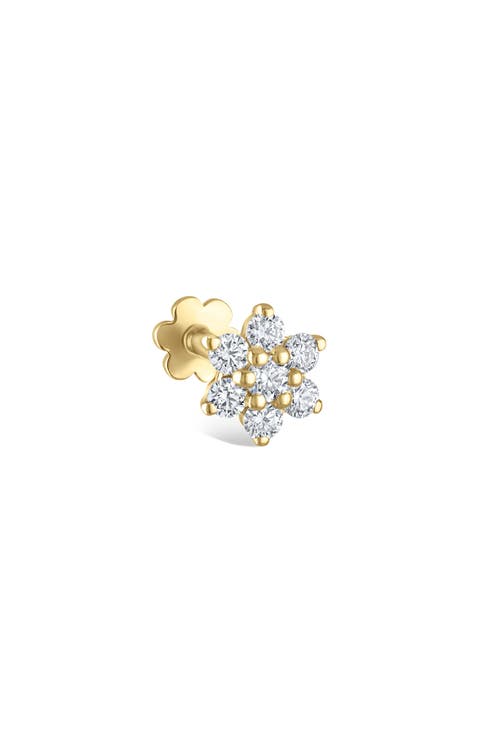 Diamond Flower Threaded Stud Earring