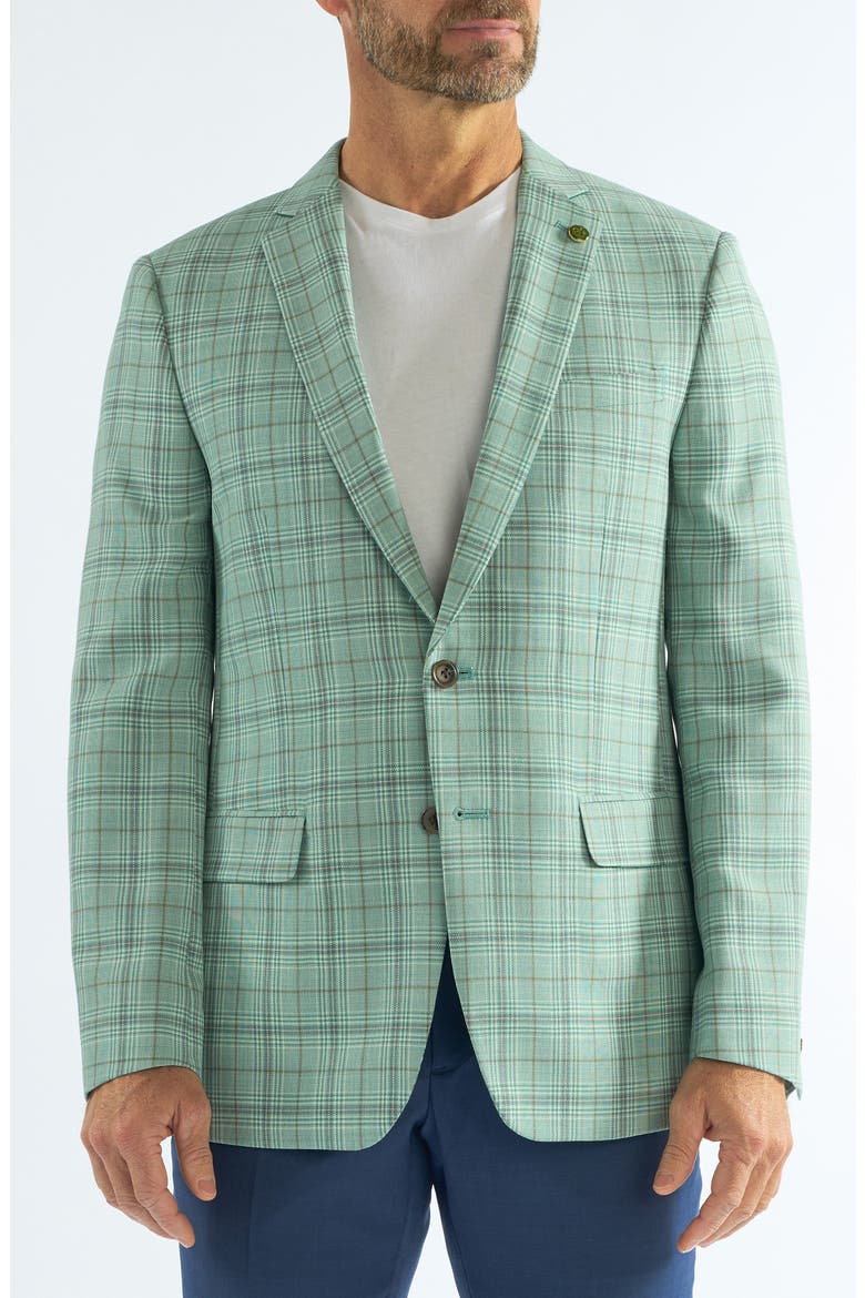 Plaid Wool Blend Sport Coat, Alternate, color, TEAL