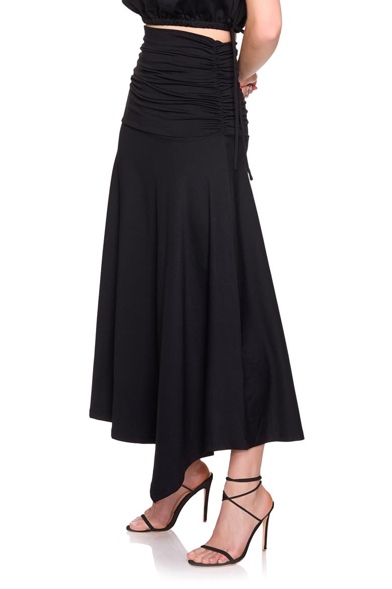 Gathered Midi Skirt, Alternate, color, BLACK
