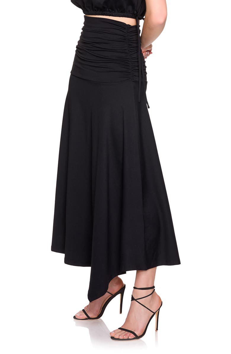 Susana Monaco Gathered Midi Skirt, Alternate, color, Black