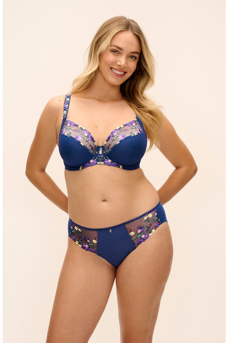 Marie Underwire Side Support Plunge Bra, Alternate, color, SAPPHIRE