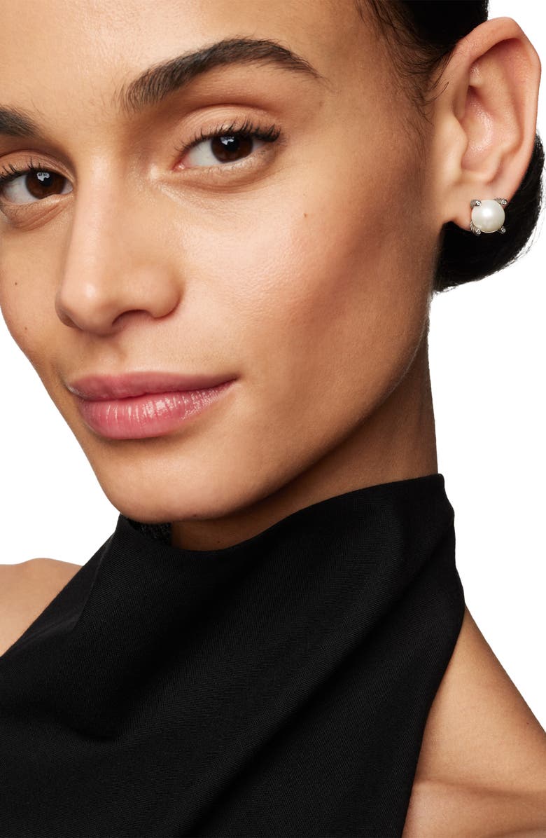 David Yurman Pearl Stud Earrings, Alternate, color, Silver Pearl