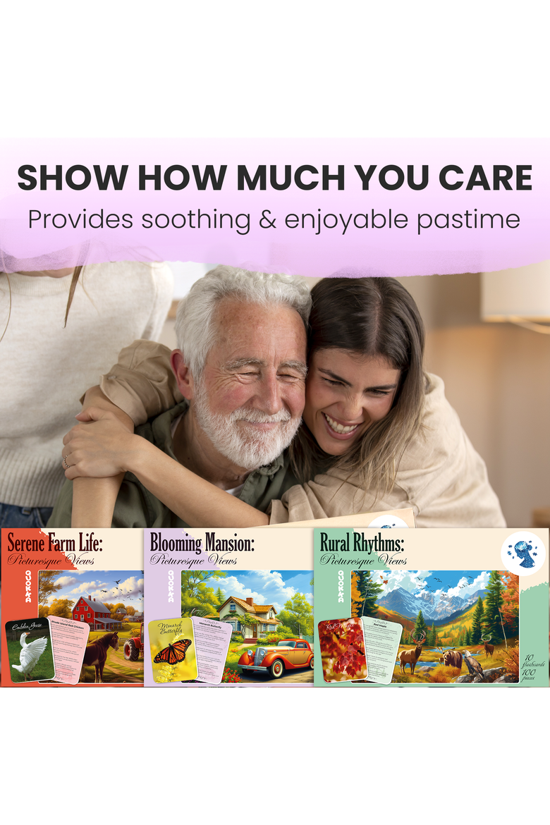100-Piece Cognitive Activity Puzzles - Large Piece Jigsaw Puzzle Set for Seniors, Alternate, color, Picturesque Views