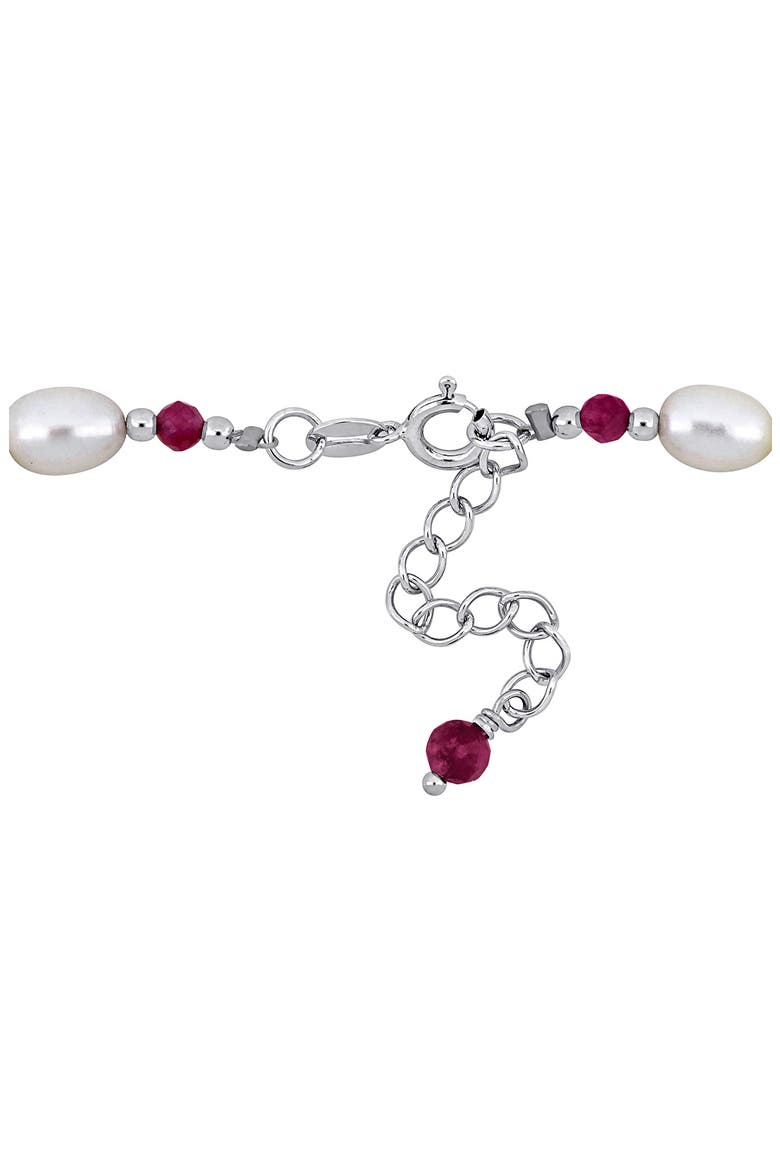 Cultured Pearl & Pink Tourmaline Bead Bracelet, Alternate, color, RED