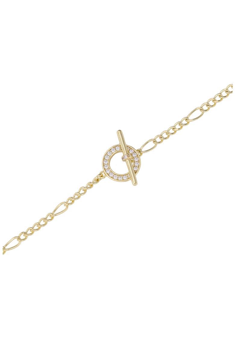 Pavé Toggle Figaro Chain Necklace, Alternate, color, GOLD