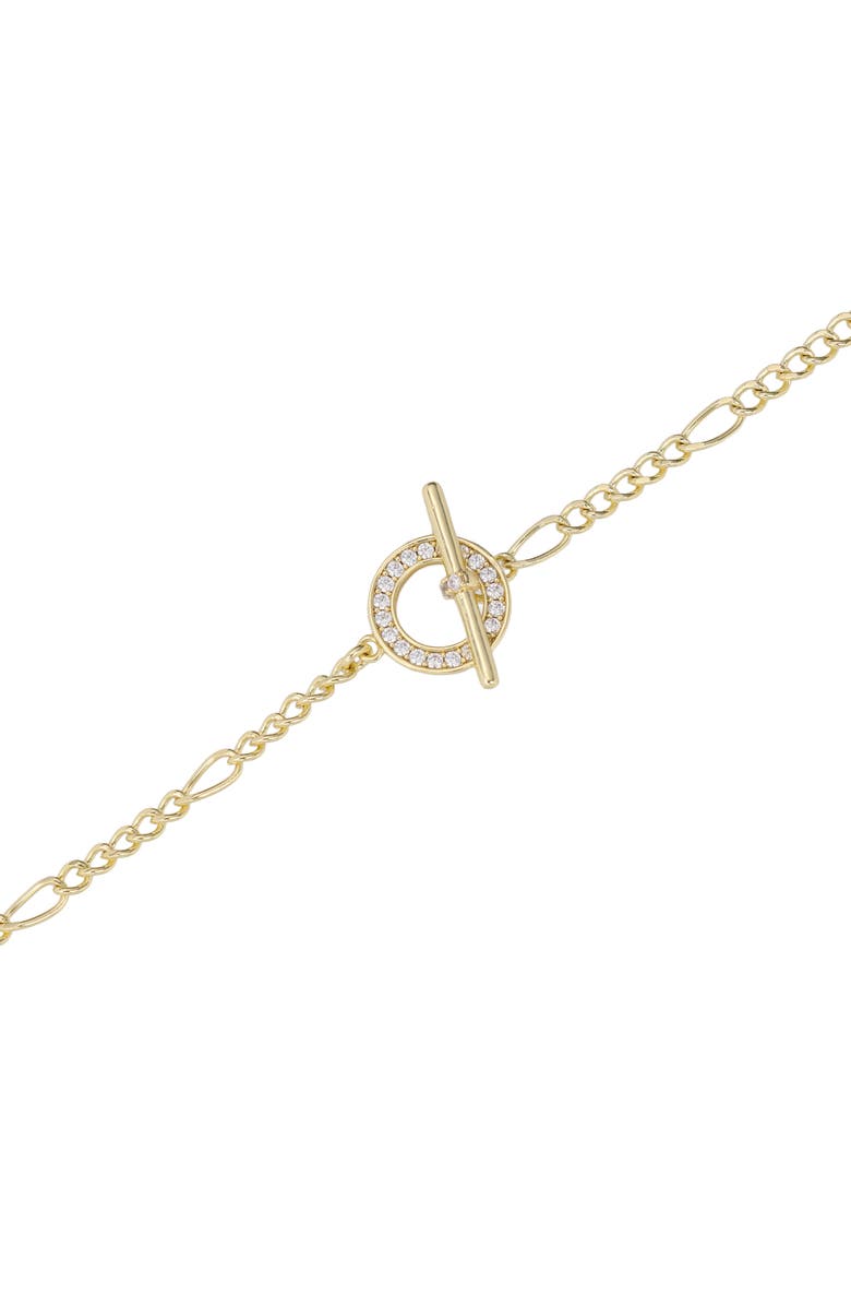 ATHRA LUXE Pavé Toggle Figaro Chain Necklace, Alternate, color, Gold