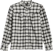 Rails Alanna Ruffle Plaid Snap-Up Shirt