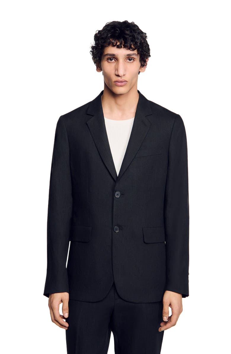 SANDRO Classic suit jacket, Alternate, color, Black