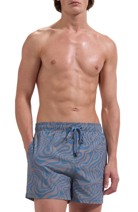 Cruz Wave Print Swim Trunks