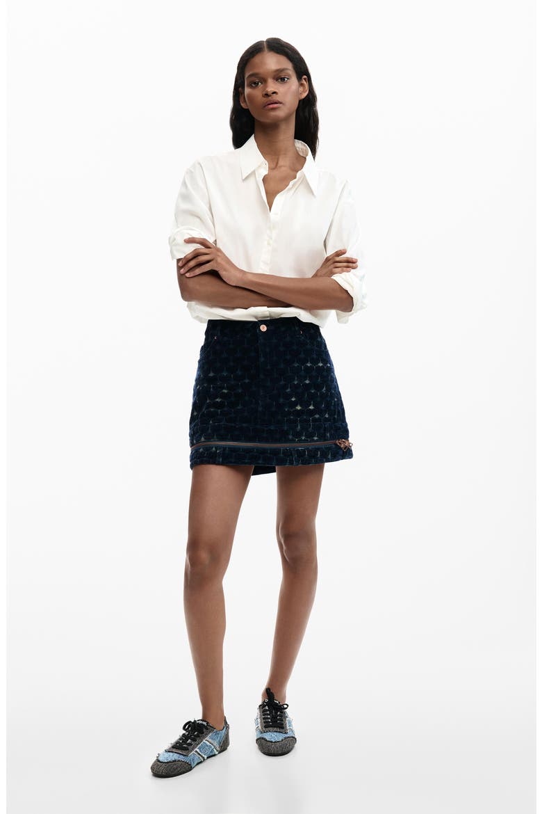Denim Miniskirt, Alternate, color, DARK BLUE