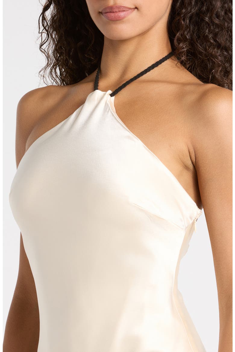 Larissa Satin Halter Minidress, Alternate, color, VINTAGE CREAM