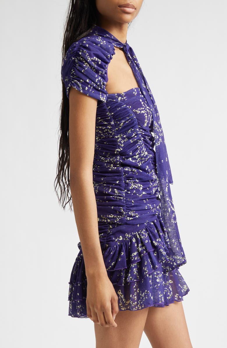 Siedrés Fiora Floral Ruched Cutout Top, Alternate, color, Purple