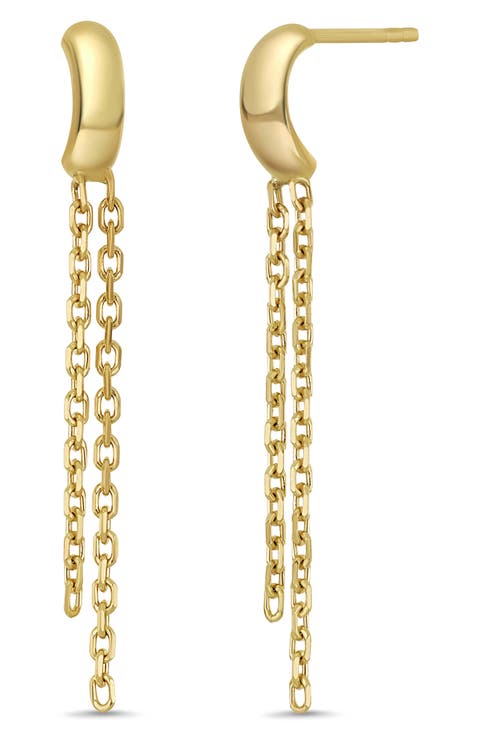 14K Gold Chain Drop Earrings