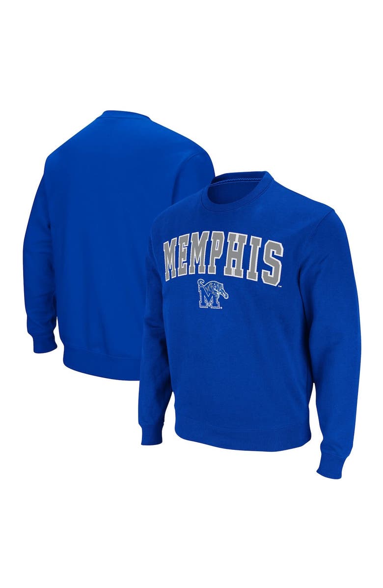 COLOSSEUM Men's Colosseum Royal Memphis Tigers Arch & Logo Tackle Twill Pullover Sweatshirt, Alternate, color,